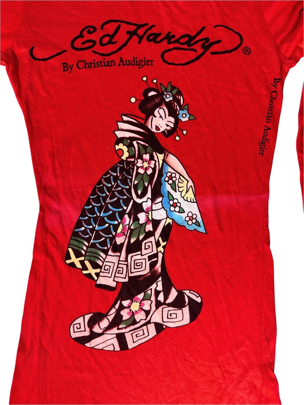 Ed Hardy by Christian Audigier Long Sleeve Geisha Graphic Tee Sz:XS - Picture 3 of 7